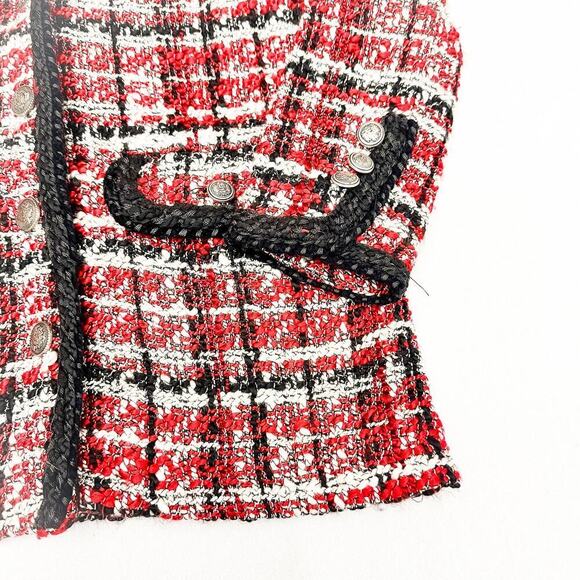 Zara Red and Black Tweed Jacket - Picture 4 of 8